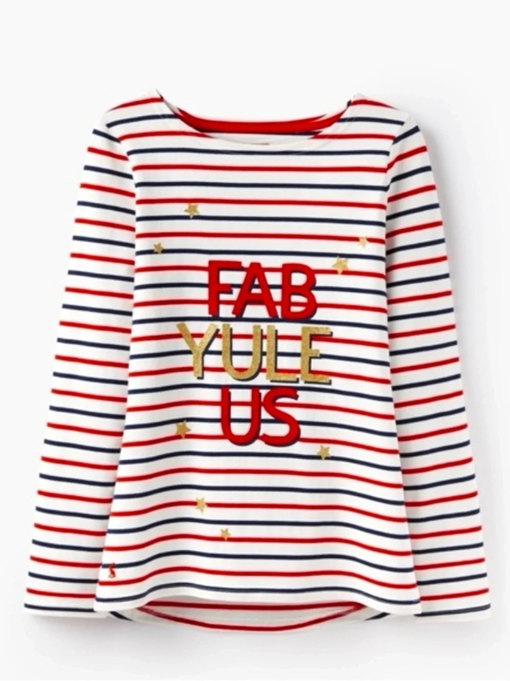 Joules Harbor Tee “Fab Yule Us” Striped Top | Size US 10 🇺🇸 - Picture 2 of 8
